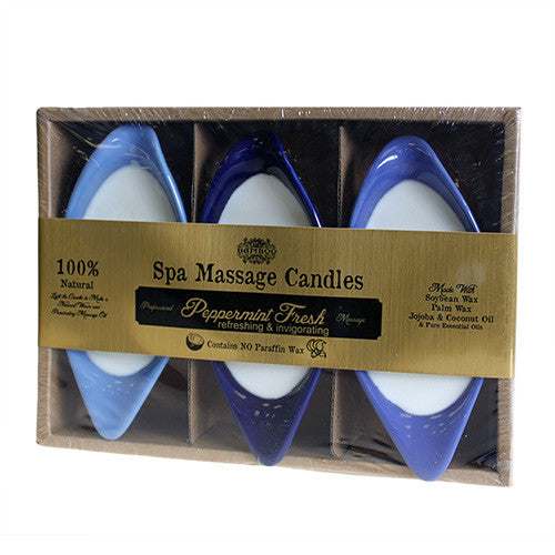 Spa Massage Candles - Peppermint Fresh (pack of 3) 100ml-massage-oils ,spa-massage-candles
